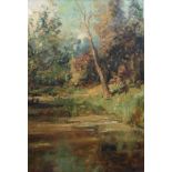Louis Heno 1907-1990 Danish oil on canvas "Riverside Reflections"