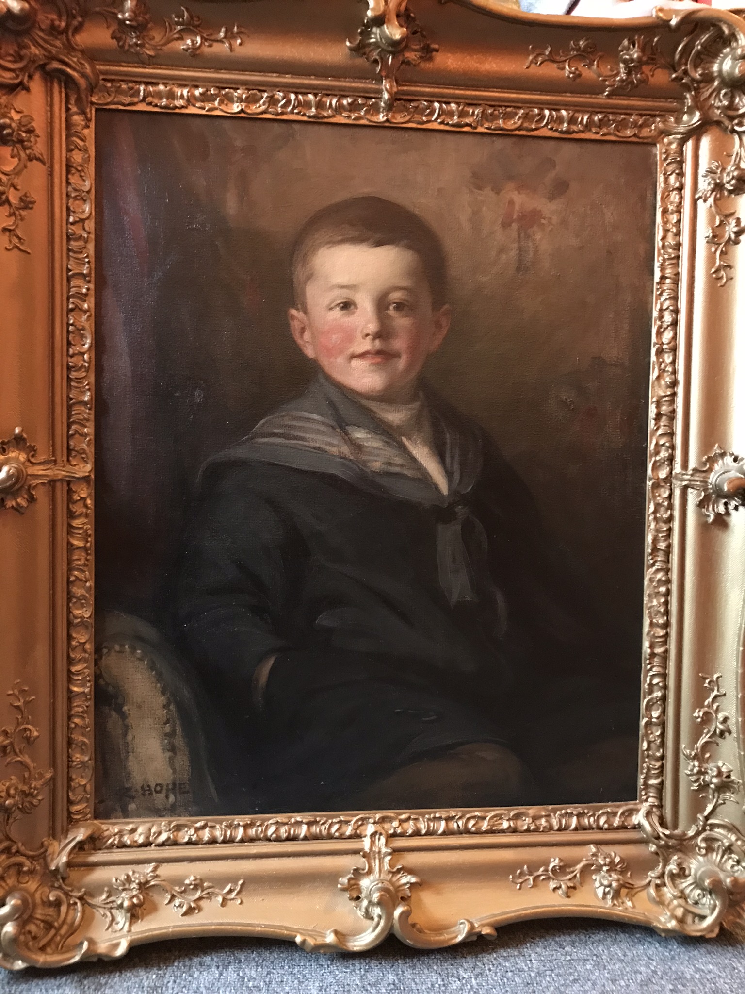 Portrait of a boy, by Scottish artist Robert Hope,1869-1936 exhib R.A, R.S.A, R.S.W - Image 5 of 5