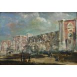 Kenneth Green 1905-1986 large signed oil on canvas “City Wall”