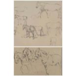 Pair of original pencil sketches by John Murray Thomson RSA RSW PSSA horse studies