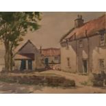 Original watercolour "The Farmyard" by John Simpson Spence fl 1919-1936, Scottish artist exhibited R