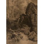 Myles Birket Foster etching “The Water Mill”