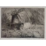 Frank Greenwood (1883-1954) pencil signed Etching depicting a windmill