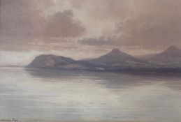 Original Signed Watercolour. Captain George Drummond Fish - Misty Morning Sugarloaf Mountain Dublin