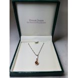 Ernest Jones Sterling Silver Necklace With Amber Stone