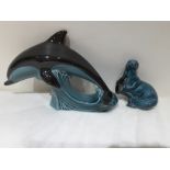 Poole Pottery Dolphin & Seal Figurines