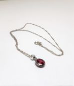 Ruby Solitaire Pendant On Silver Chain