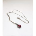 Ruby Solitaire Pendant On Silver Chain