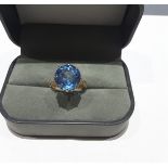 9Ct Gold Round Blue Topaz Ring