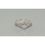 10Ct Yellow & White Gold Diamond Shaped Tiered Diamond Ring