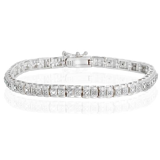 Silver Square 16 Diamond Line Bracelet