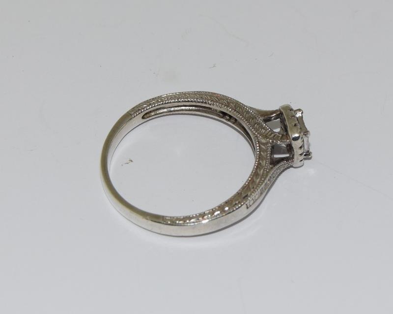 Silver Solitaire Diamond Ring With Twist Band - Image 2 of 4