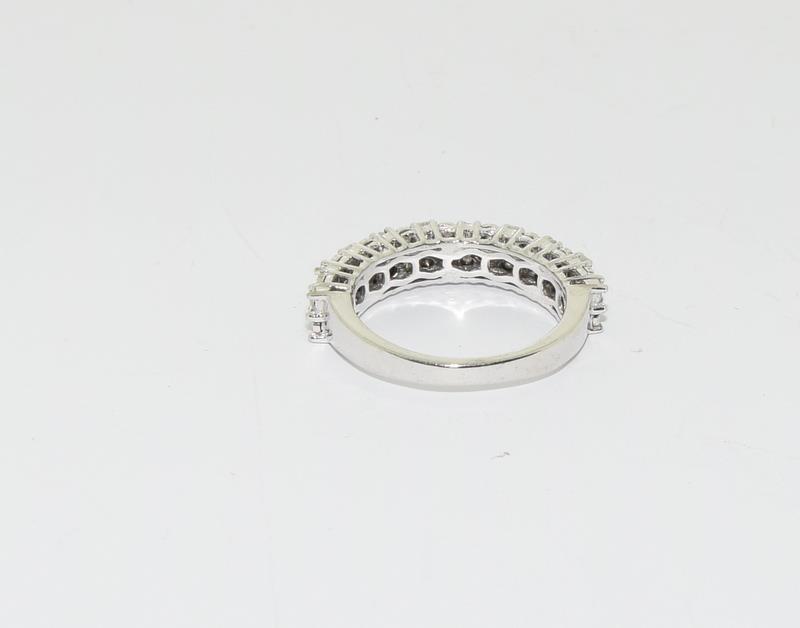Pretty Silver Double Row Diamond Half Eternity Ring - Image 3 of 5