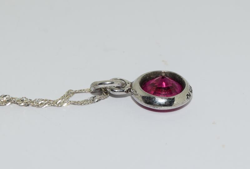 Ruby Solitaire Pendant On Silver Chain - Image 4 of 4