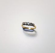 18Ct 5 Stone Gold & Diamond Half Hoop Ring