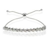 Sterling Silver Diamond Accented 'S' Link Bolo Bracelet