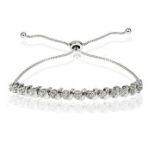 Sterling Silver Diamond Accented 'S' Link Bolo Bracelet