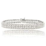 Sterling Silver 2Ct Diamond Three Row Bracelet