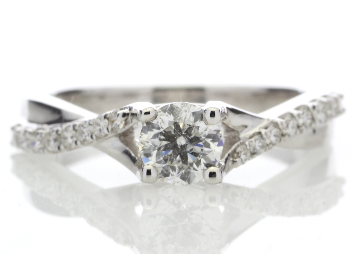 18ct White Gold Diamond Ring With Stone Set Shoulders 0.72 Carats