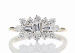 18ct Yellow Gold Boat Shape Diamond Cluster Ring 1.00 Carats