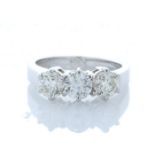 18ct White Gold Three Stone Claw Set Diamond Ring 1.52 Carats