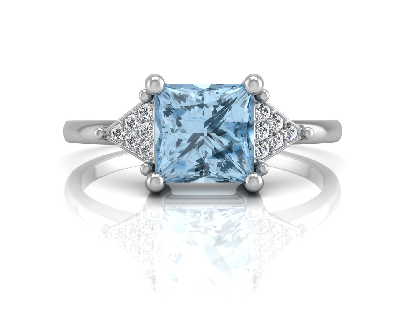 9ct White Gold Diamond And Blue Topaz Ring - Image 4 of 5