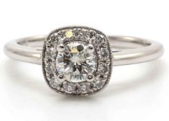 18ct White Gold Diamond Ring With Halo Setting 0.69 Carats