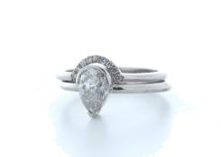 18ct White Gold Pear Shape Diamond Ring With Matching Band 1.16 Carats