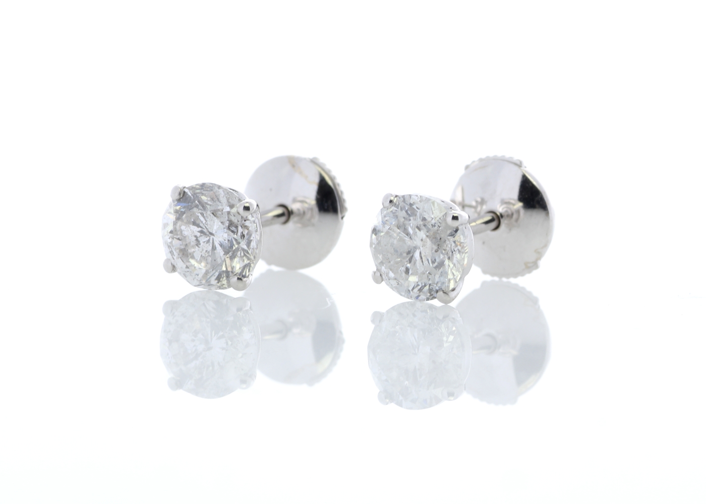 18ct White Gold Claw Set Diamond Earrings 2.21 Carats - Image 2 of 4