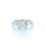 18ct White Gold Princess Cut With Stone Set Shoulders Diamond Ring 1.66 Carats