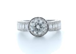 18ct White Gold Single Stone With Halo Setting Ring 2.62 Carats