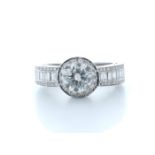 18ct White Gold Single Stone With Halo Setting Ring 2.62 Carats