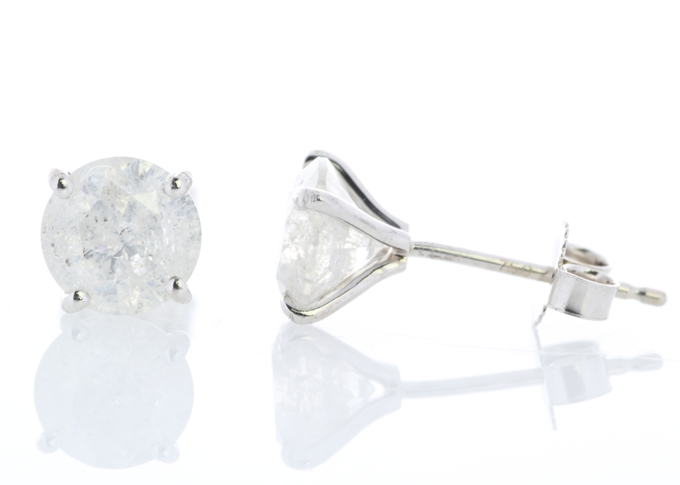 18ct White Gold Prong Set Diamond Earrings 2.56 Carats - Image 2 of 3