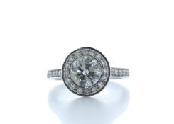 18ct White Gold Single Stone With Halo Setting Ring 2.00 Carats