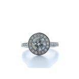 18ct White Gold Single Stone With Halo Setting Ring 2.00 Carats