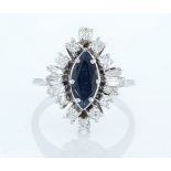 14 kt. White gold - Ring - 2.14 ct Sapphire - Diamonds