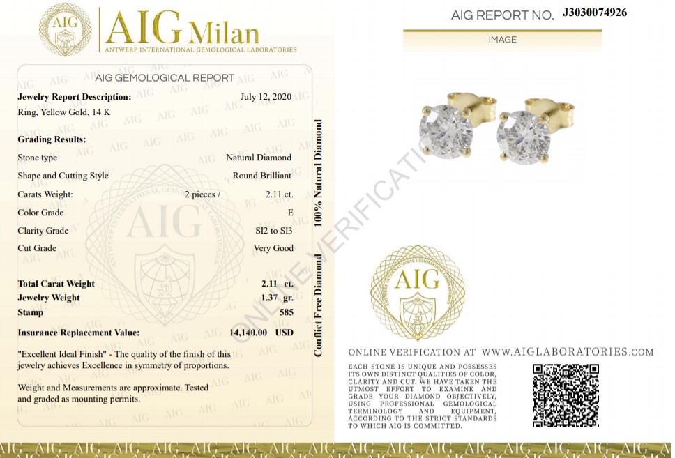 14 kt. White gold - Earrings - 2.11 ct Diamond - Diamonds - Image 6 of 6
