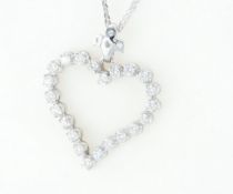 14 kt. White gold -Heart Pendant with Diamonds-0.81CTW