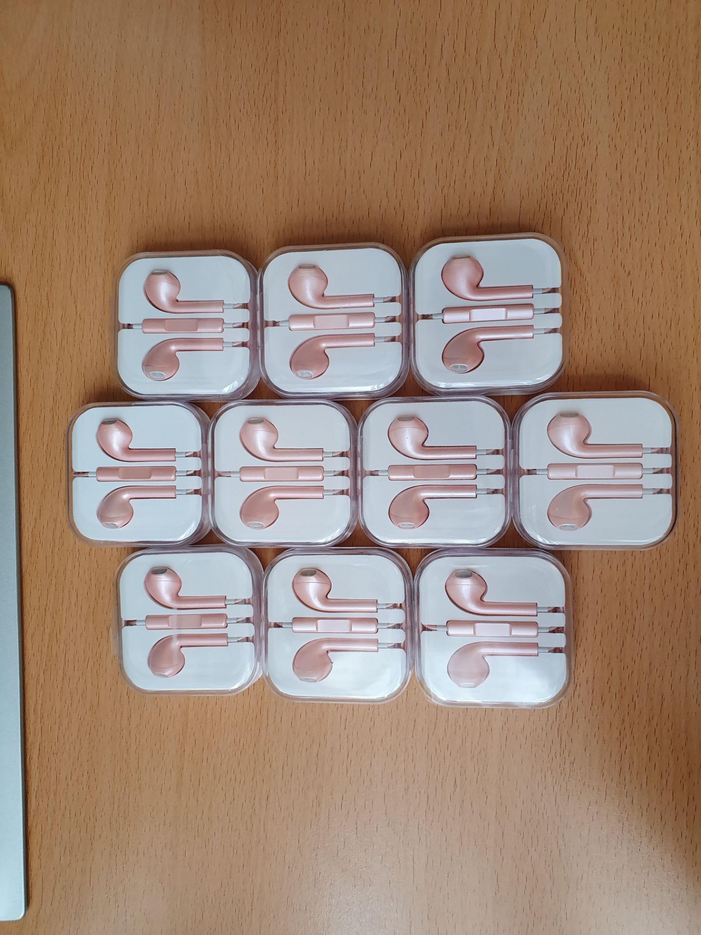 10 x new rose gold earphones with mic & volume control buttons rrp £50