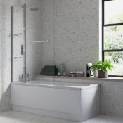 NEW (F126) 2 Panel Folding Bath Screen. RRP £200.00.. Constructed from chrome and easy clean ...