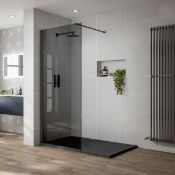 NEW (K195) Scudo 1000mm Black Wetroom Panel. RRP £369.99. Featuring stylish black glass, this ...