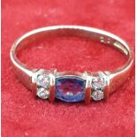 9ct (375) Yellow Gold Blue & White Stone Dress Ring