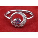 9ct (375) White Gold Tanzanite & Diamond Swirl Ring