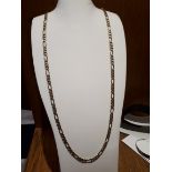 9ct (375) White & Yellow Gold Fancy Figaro Chain 22"/55cm