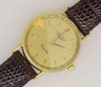 LONGINES 18ct Yellow Gold 750 Ladies Watch on Brown Leather Strap