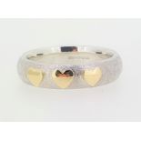 Silver & Gold Triple Heart Ring