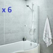 BS102 - 6 x Liberty P Shaped Curved Bath Shower Screens RRP £1500