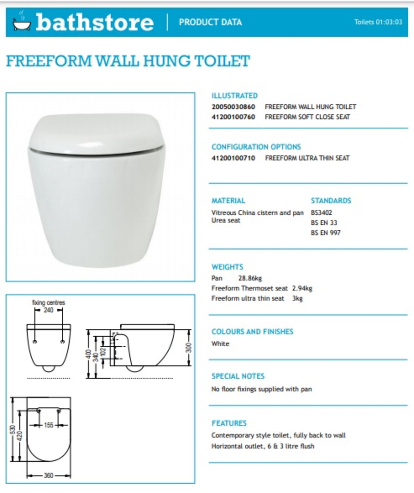 BS110 - 10 x Freeform Wall Hung Toilet Pans RRP £2500 - Image 2 of 2