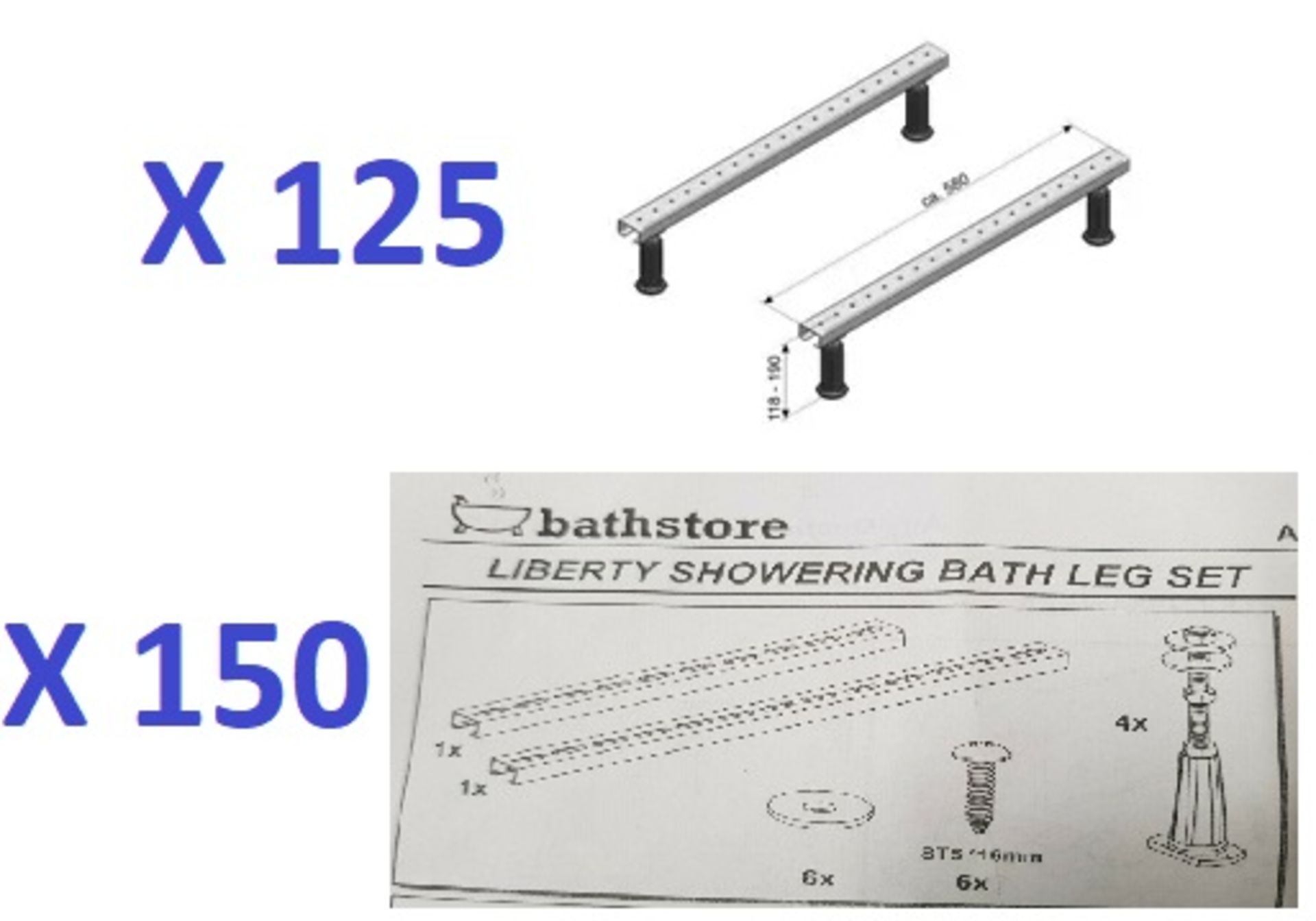 BS135 - 275 x Universal Fitting Bath Leg Sets RRP £10375