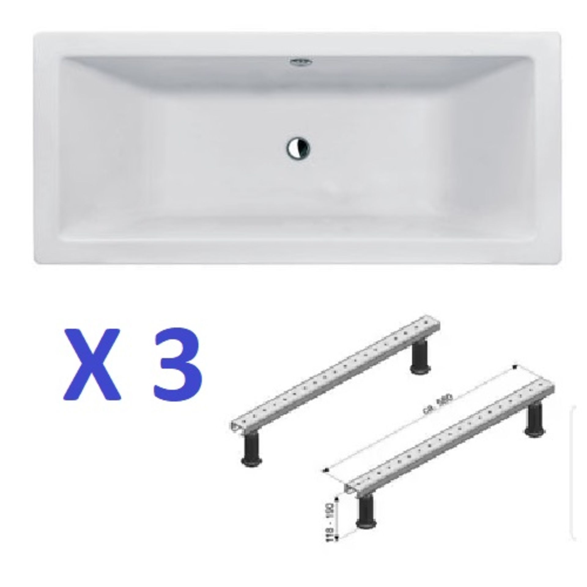 BS129 - 3 x Soho Double Ended Baths With Legs RRP £1350